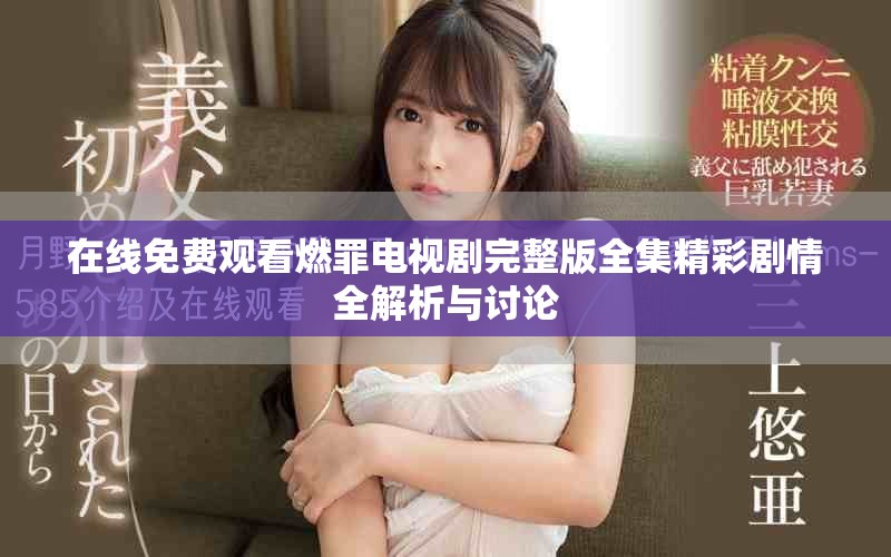 在线免费观看燃罪电视剧完整版全集精彩剧情全解析与讨论