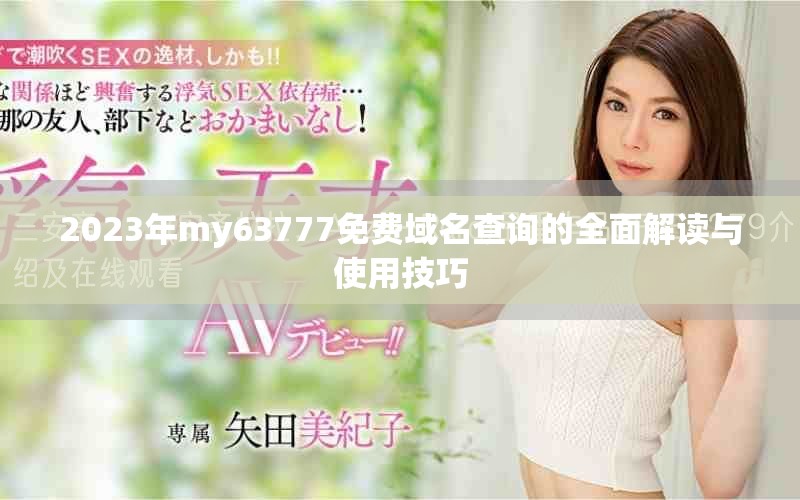 2023年my63777免费域名查询的全面解读与使用技巧